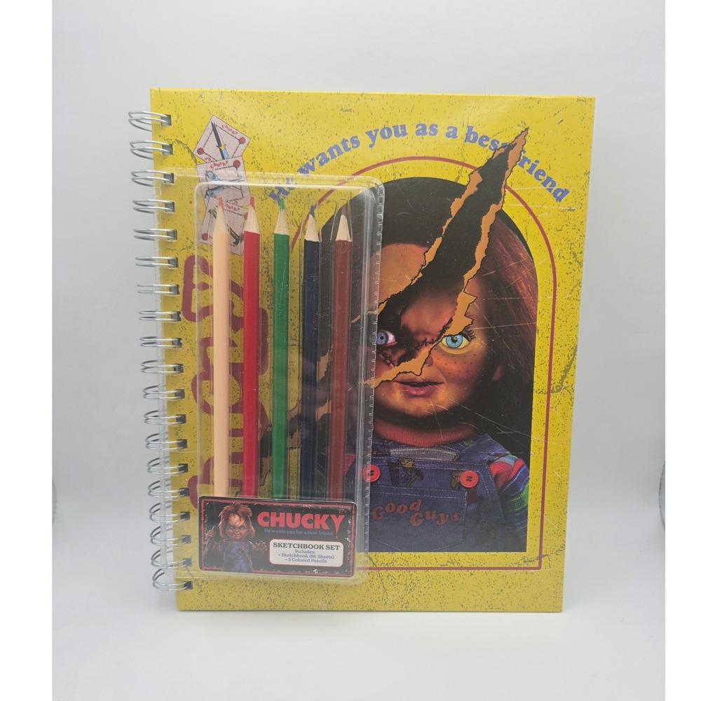 Chucky Child's Play Horror Movie Sketchbook Set with 5 Colored Pencils 86 Sheets